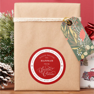 Sticker Rond Livraison spéciale Père Noël Nom de Noël Balise St