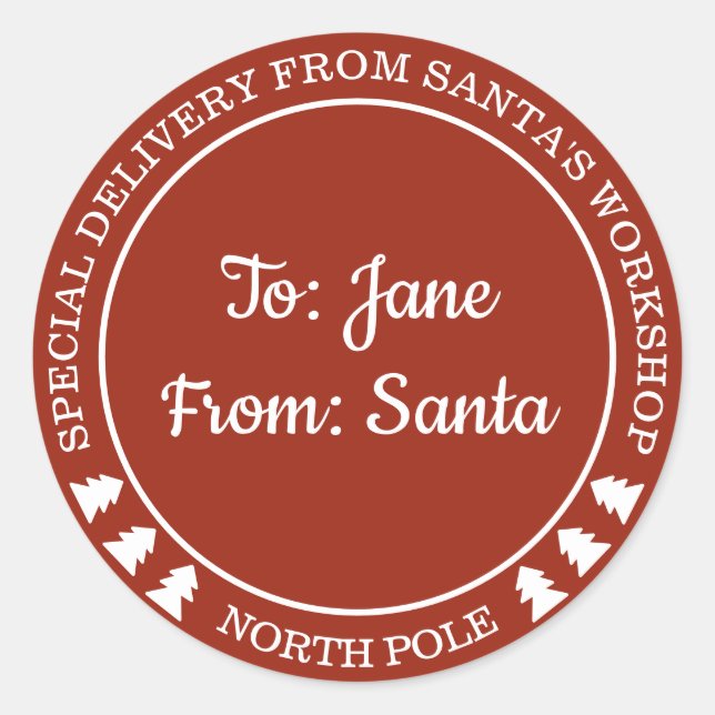 Sticker Rond Livraison spéciale personnalisée de Père Noël Stic (Devant)
