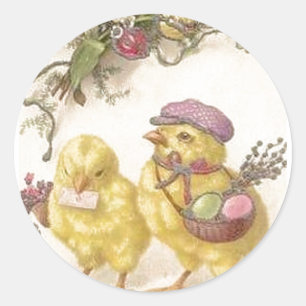 Sticker Rond Livraison spéciale Poussins de Pâques