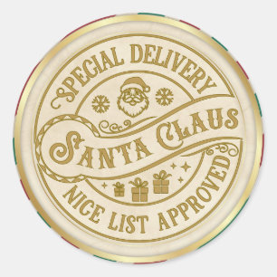 Sticker Rond Livraison spéciale - Santa Claus - Nice List