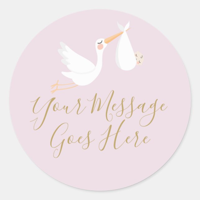 Sticker Rond Livraison spéciale Stork et Baby Pink (Devant)