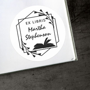 Sticker Rond Livre amant's Modern Botanical Geometry Ex Libris