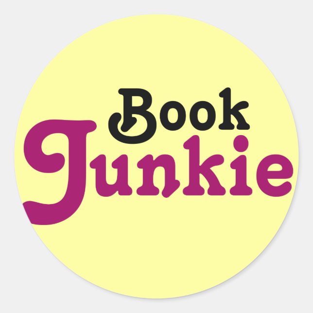 Sticker Rond Livre amusant Junkie Lecture Cadeau (Devant)