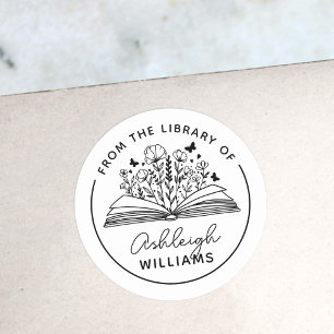 Sticker Rond Livre Blooms & Butterflies de la bibliothèque de
