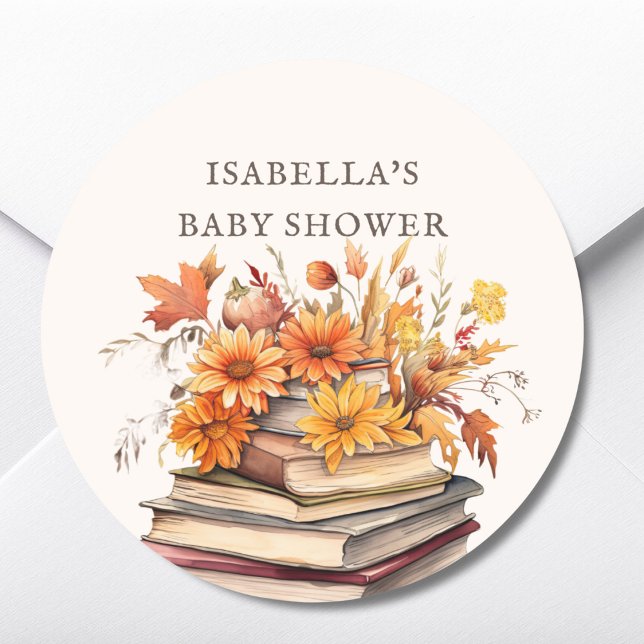 Sticker Rond Livre d'automne Baby shower à thème Favoriser (Créateur téléchargé)
