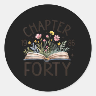 Sticker Rond Livre de fleur sauvage pour 40e anniversaire 1986 