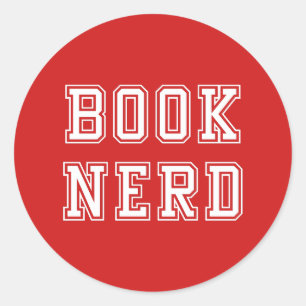 Sticker Rond Livre de style Varsity Nerd avec couleur modifiabl