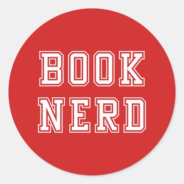 Sticker Rond Livre de style Varsity Nerd avec couleur modifiabl (Devant)