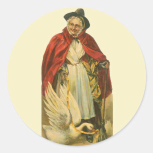 Sticker Rond Livre d'histoires victorien vintage de Mère l'Oie