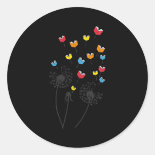 Sticker Rond Livre Fleur Dandelion Livres Amour Lecture Librair