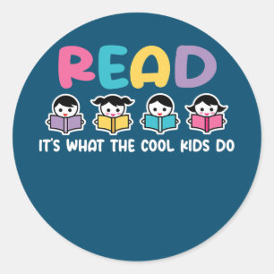 Sticker Rond Livre Lover Lecture Cool Enfants Professeur Biblio