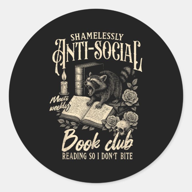 Sticker Rond Livre Lover Lecture livre sans vergogne anti-socia (Devant)