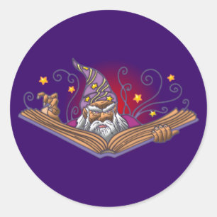 Sticker Rond Livre magique Grimoire wizard sorcerer warlock