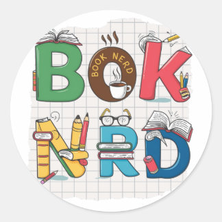 Sticker Rond "Livre Nerd - Enthousiasme de lecture ludique et c