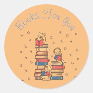 Sticker Rond Livres colorés livre de design marque d'entreprise