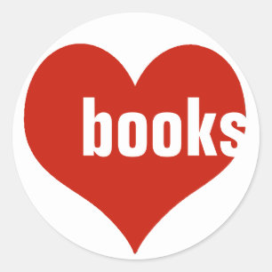 Sticker Rond livres d'amour / coeurs rouges