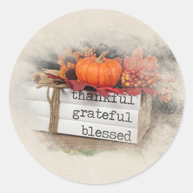 Sticker Rond Livres d'automne Jeu d'oreiller (Devant)