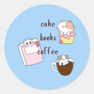 Sticker Rond Livres de gâteau Café