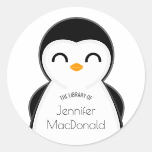 Sticker Rond livres de livres pour bébé en Pingouin mignon
