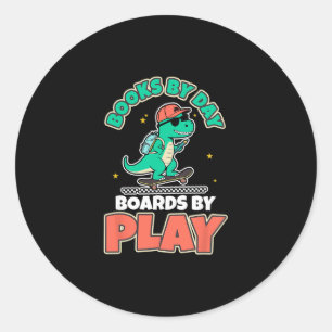 Sticker Rond Livres de skateboard de dinosaures Activité amusan
