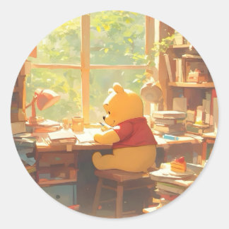 Sticker Rond livres de Winnie l'Ourson