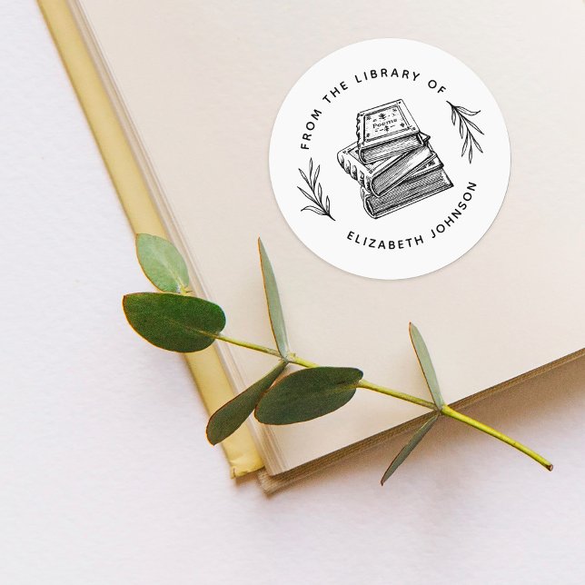 Sticker Rond Livres Dessinés À La Main Feuilles Personnalisés À (Créateur téléchargé)