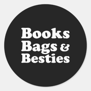 Sticker Rond Livres Sacs & amp; Besoins Tenue À L'École Amusant