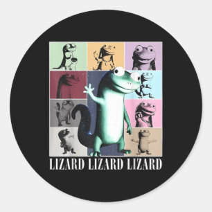 Sticker Rond Lizard Lizard Lizard Mème Vintage Funny