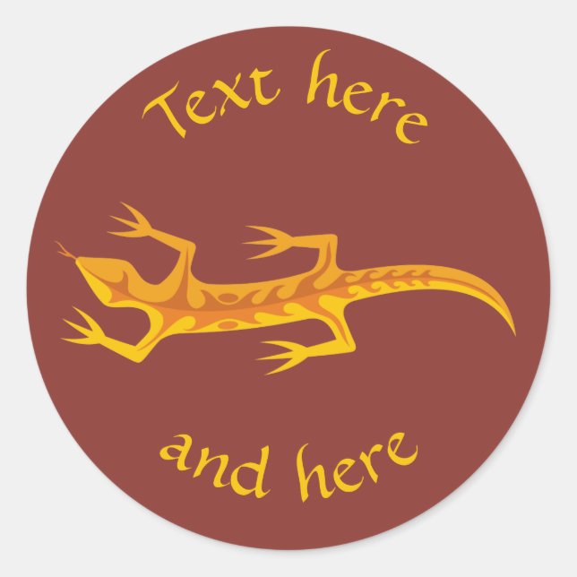Sticker Rond Lizard tribal Orange (Devant)