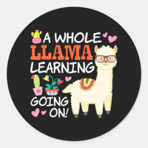 Sticker Rond Llama Apprentissage Enseignants Étudiants Alpaca A