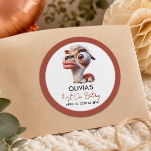 Sticker Rond Llama Fiesta Funny Caricature 1er anniversaire