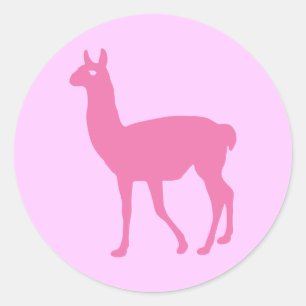 Sticker Rond Llama rose