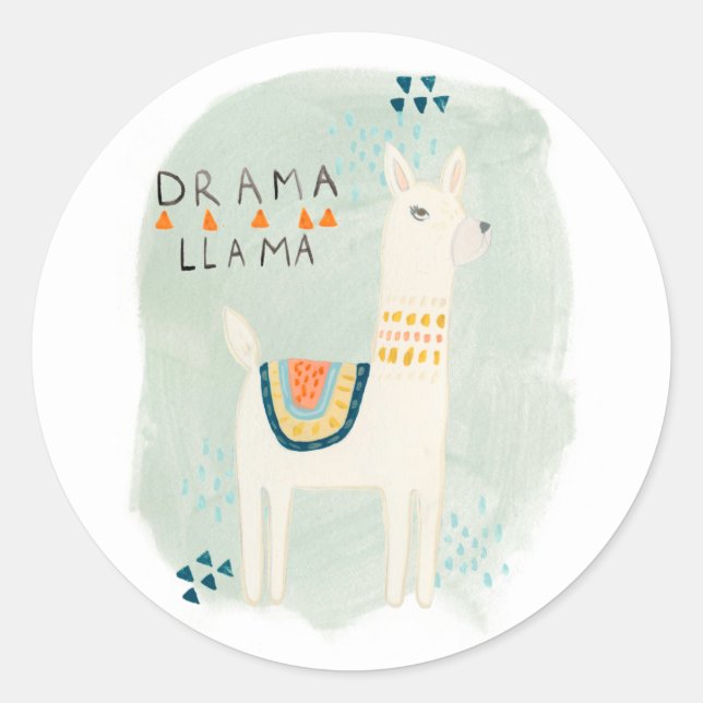 Sticker Rond Llama Squad - Drama Llama (Devant)