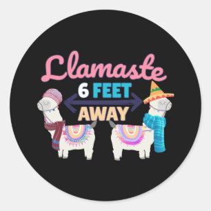 Sticker Rond Llamaste A 6 Pieds - Cute Llama Yoga Art
