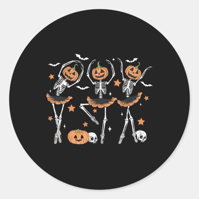 Sticker Rond Llet Citrouille Squelette effrayant Halloween Homm (Devant)