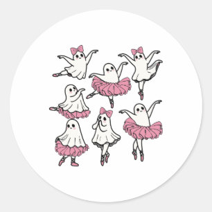 Sticker Rond Llet Ghost Dancer Cute Boo Danser Halloween