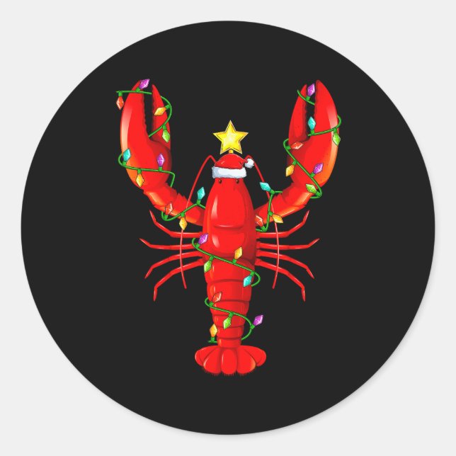 Sticker Rond Lobster Lighting Xmas Tree Matching Lobster Christ (Devant)