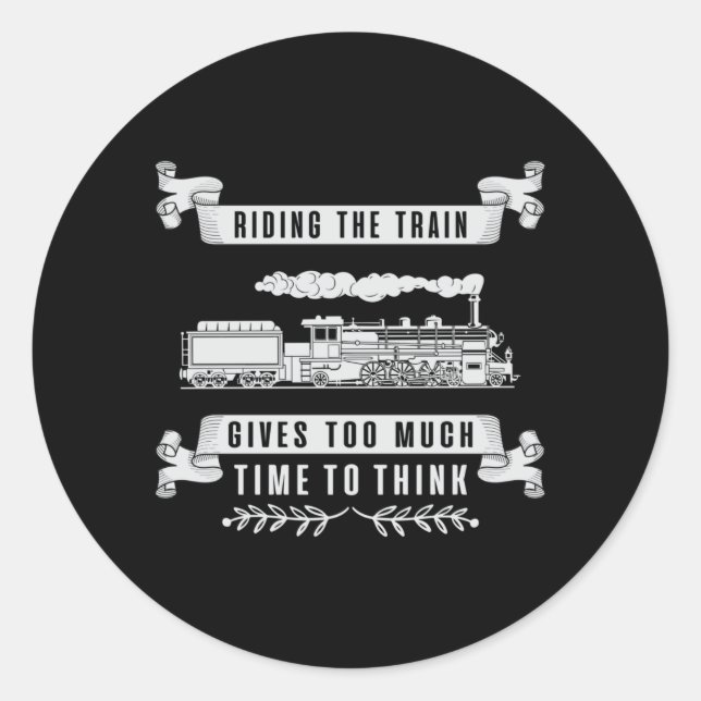 Sticker Rond Locomotive Railroad Trains Train Driver Funny Cade (Devant)