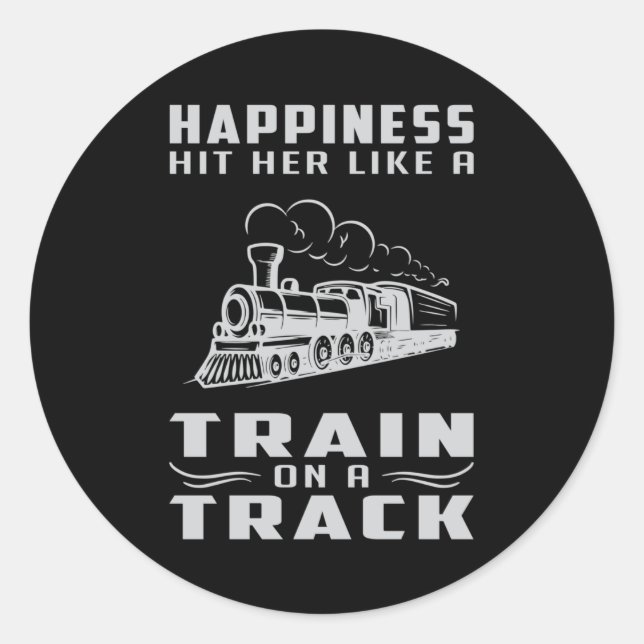 Sticker Rond Locomotive Trains Chemin de Fer Conducteur Drôle C (Devant)