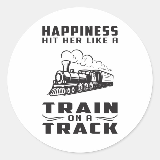 Sticker Rond Locomotive Trains Chemin de Fer Conducteur Idée ca (Devant)