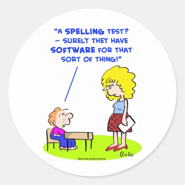 Sticker Rond logiciel de test d'orthographe pour enseignants (Devant)