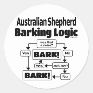 Sticker Rond Logique australienne de berger d'aboiement
