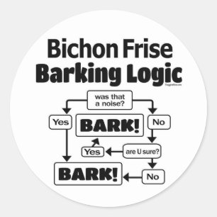 Sticker Rond Logique d'écorçage Bichon Frise