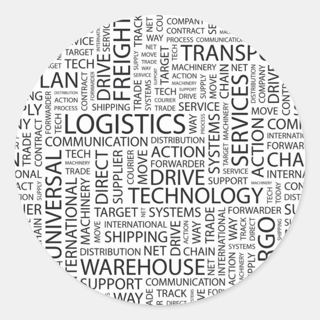 Sticker Rond LOGISTIQUE motif avec mots (Devant)
