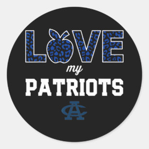 Sticker Rond Logo Adams Central Patriots Love My Team HS