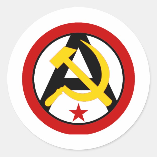 Sticker Rond Logo anarcho-communiste (Devant)