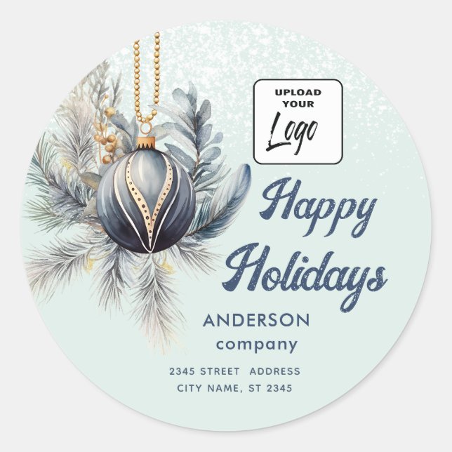 Sticker Rond Logo Aquarelle boho ornement hiver verdure (Devant)