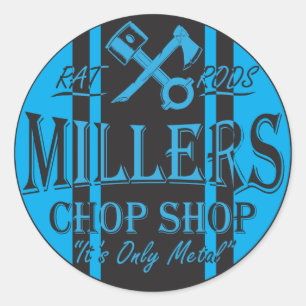 Sticker Rond Logo bleu de hot rod de rayures de solides