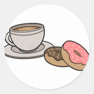 Sticker Rond Logo café et beignets !
