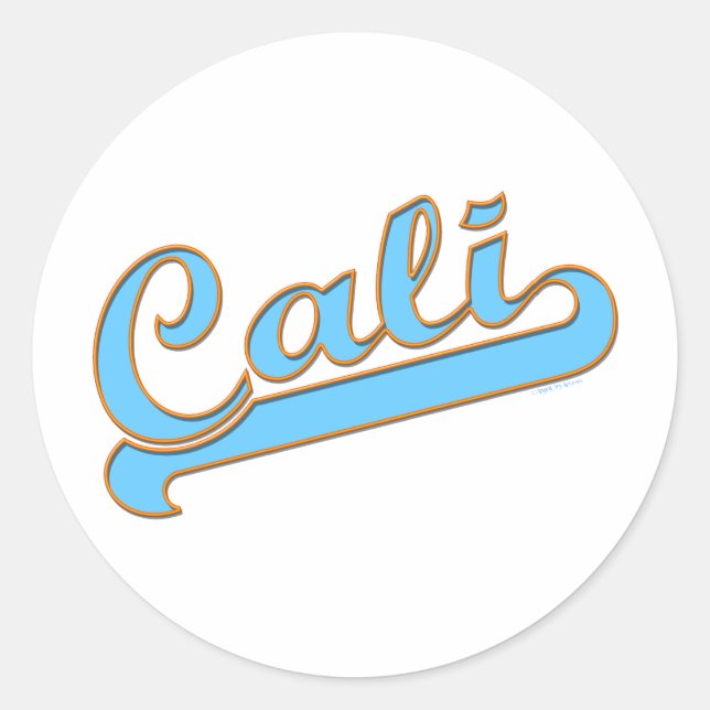 Sticker Rond Logo Cali California Surfer en bleu (Devant)